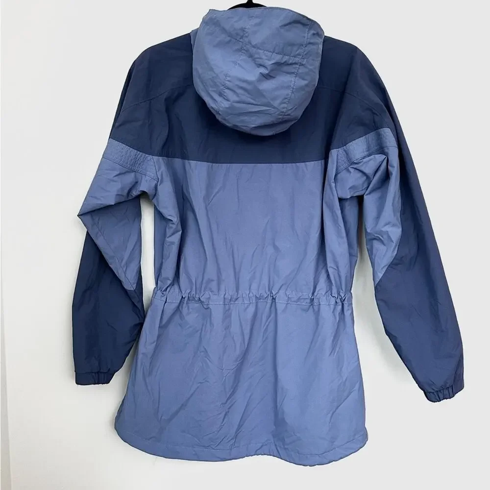 Vintage Columbia Nylon Two-Tone Blue Hooded Windbreaker Jacket Women's sz M